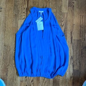 Joie L Blue Tank with Pleated Front 100% Silk